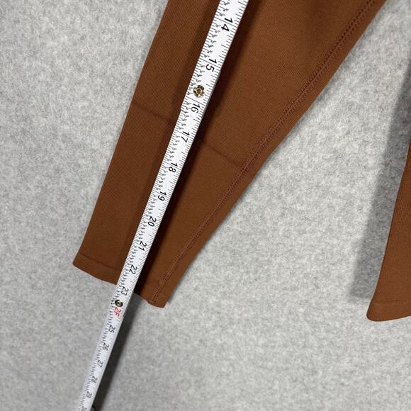 OQQ Shirt Womens Medium Brown Ribbed Basic Yoga Tight Base Layer Neutral Stretch - Picture 5 of 8